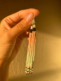 Peach & Mint Beaded Tassel Earrings