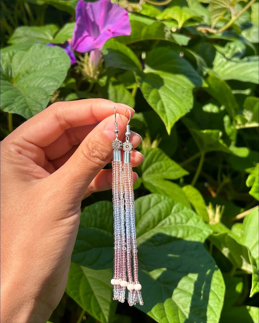 Olive & Blush Tassel Earrings