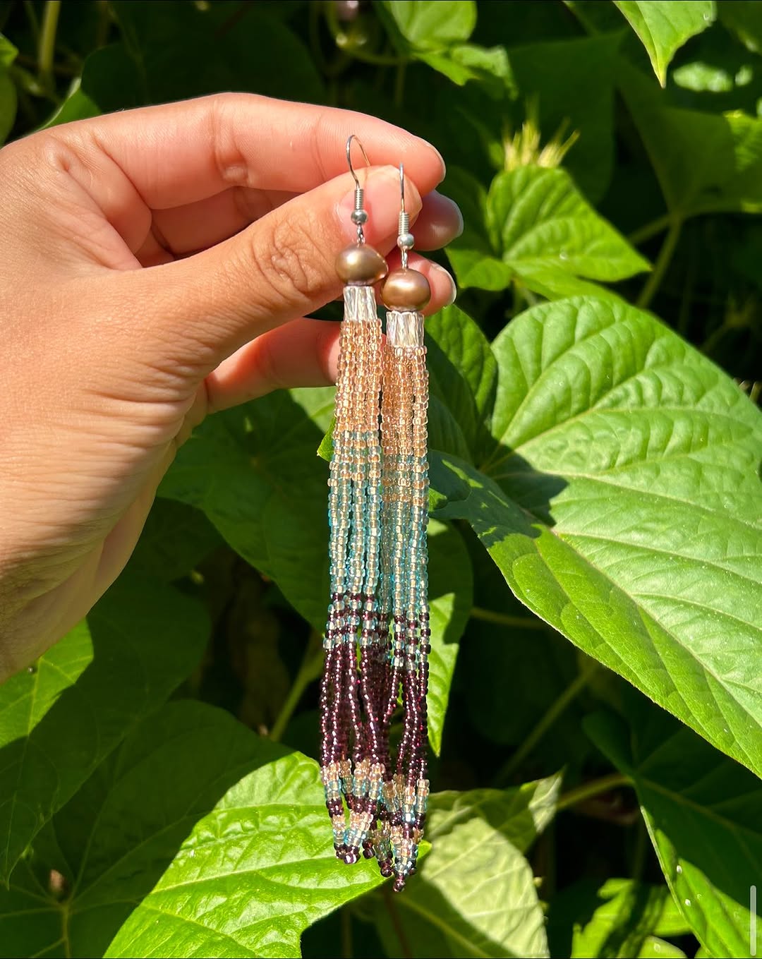 Twilight Pearl Beaded Tassel Earrings