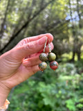 Unakite Jasper Double Bead Drop Earrings