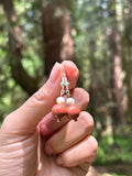 Terracotta Glitter & Pearl Drop Earrings