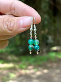 Green Agate Double Bead Drop Earrings