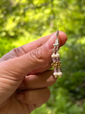 Lavender & Gold Daisy Stacked Drop Earrings