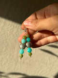 Turquoise Daisy Coin Beaded Earrings