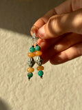 Teal & Amber Diamond Bead Earrings