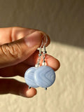 Blue Lace Agate Coin Drop Earrings