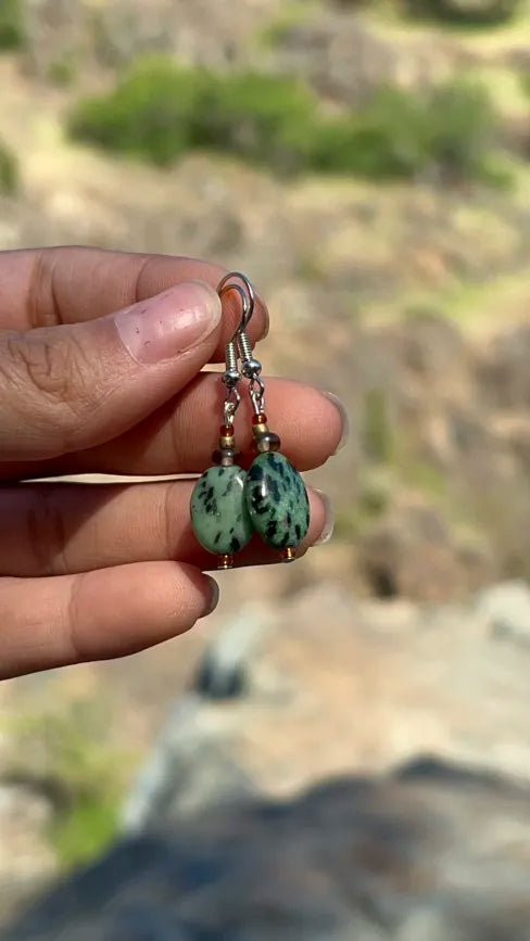 Kambaba Jasper Oval Drop Earrings